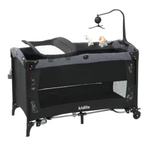 Lit Métallique Portable Pliable Multifonctionnel  - Noir