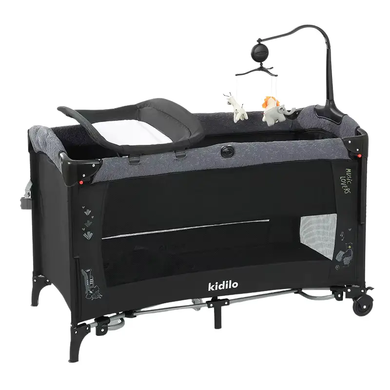 Lit Métallique Portable Pliable Multifonctionnel  - Noir