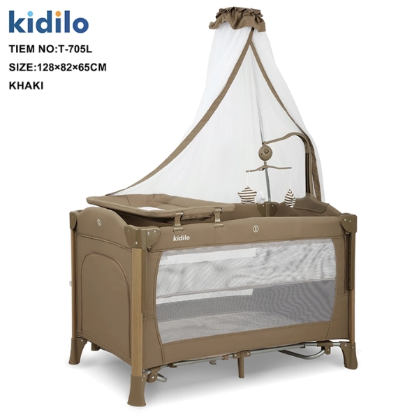 Kidilo Berceau Luxe 3 en 1 Pliable avec Moustiquaire – Lit de Voyage et Cododo T-705L - Biege