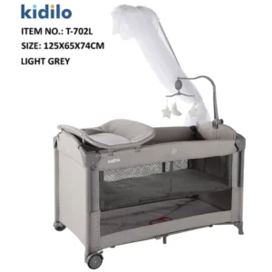 Parc lit cododo Pliable et Portable pour Nouveau-Né T-702L - Gris