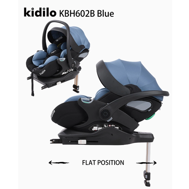 Kidilo Siège Auto Bébé KBH602B – Portable et Inclinable à Plat avec Base Isofix - Bleu