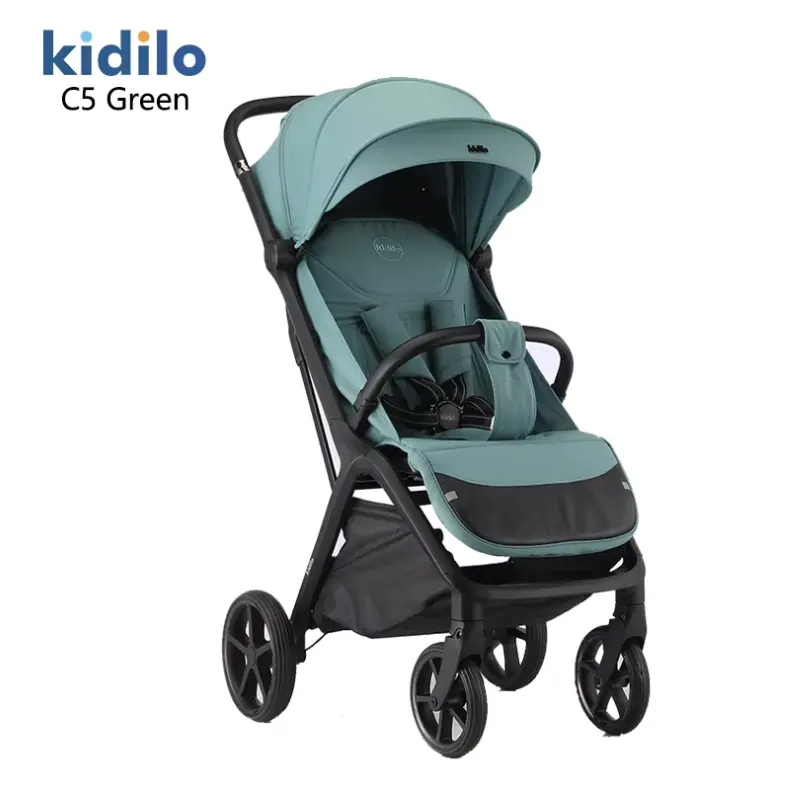 Poussette Bébé Kidilo C5 – Portable, Légère et Pliable – 0 à 3 Ans - Verte