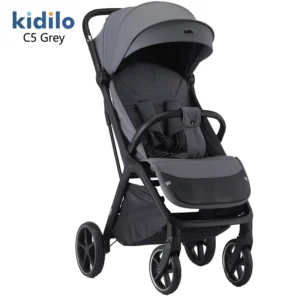 Poussette Bébé Kidilo C5 – Portable, Légère et Pliable – 0 à 3 Ans - Gris