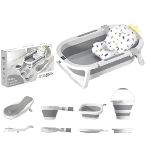 Ensemble de Bain Pliable pour Bébé 6 en 1 – Gris