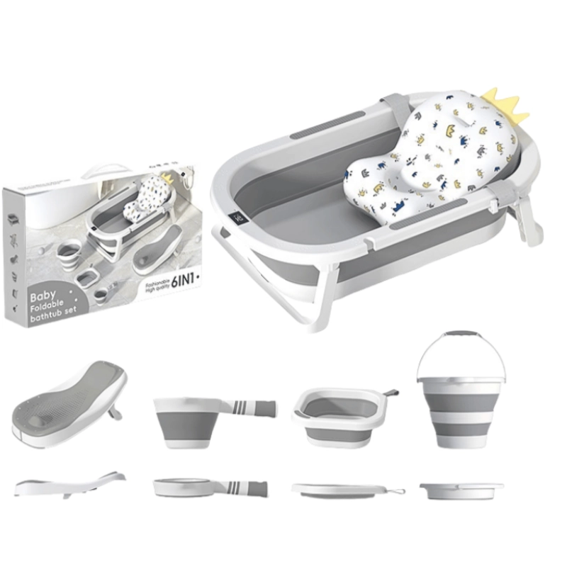 Ensemble de Bain Pliable pour Bébé 6 en 1 – Gris