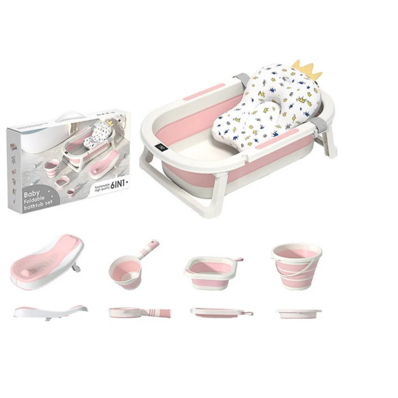 Ensemble de Bain Pliable pour Bébé 6 en 1 –Rose