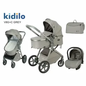 Pack Poussette V8G+C Universel 3en1 Gris Foncé