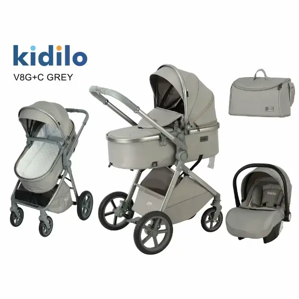 Pack Poussette V8G+C Universel 3en1 Gris Foncé