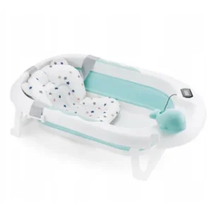 Baignoire Bébé Pliable avec Coussin Ergonomique Antidérapant - Blue