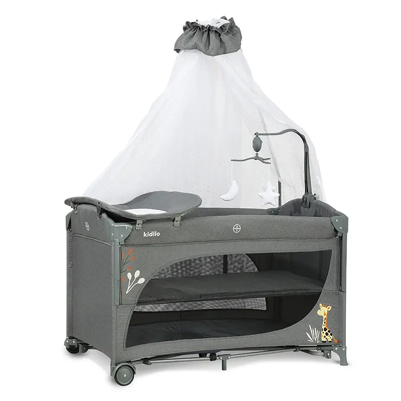 Berceau convertible 3 en 1 pour bébé T-704L Gris