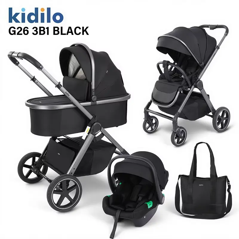 Poussette Trio Kidilo G26 3 en 1 Noir