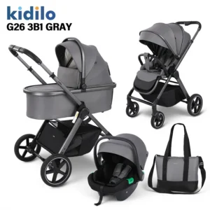 Poussette Trio Kidilo G26 3 en 1 Gris