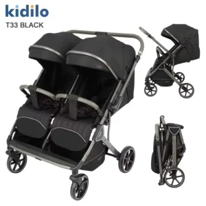 Poussette jumeaux Kidilo T33 Noir